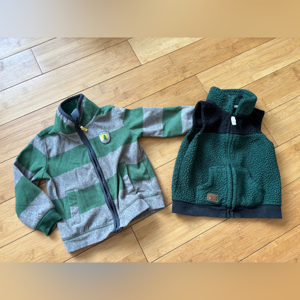 Fleece jacket and fleece vest. Baby 18 months. Carters.
